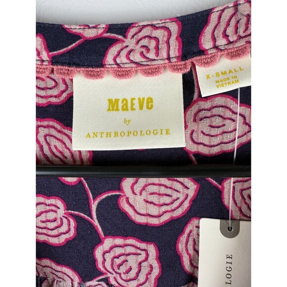 NWT Maeve by Anthropologie Pleated floral Blouse Size XS - Picture 15 of 17